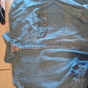 Red tab authentic Levi's denim shirt m measurements shown pristine unisex